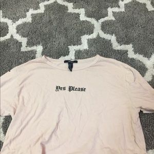 peach crop top that says yes please